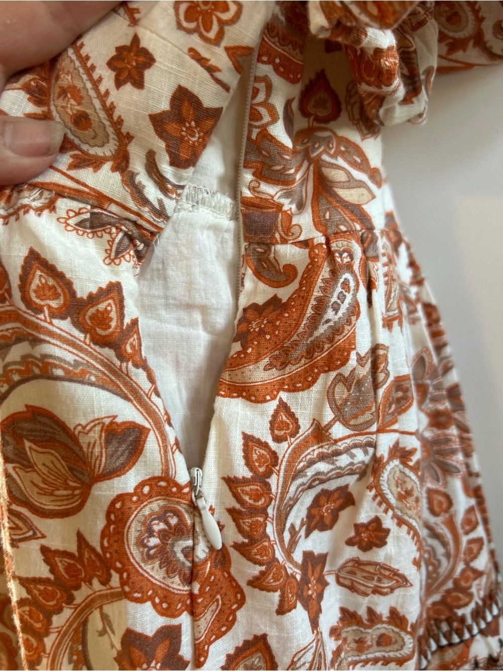 Anthropologie Cream & Rust Paisley Scoop-Neck Peplum Top - Picture 11 of 12